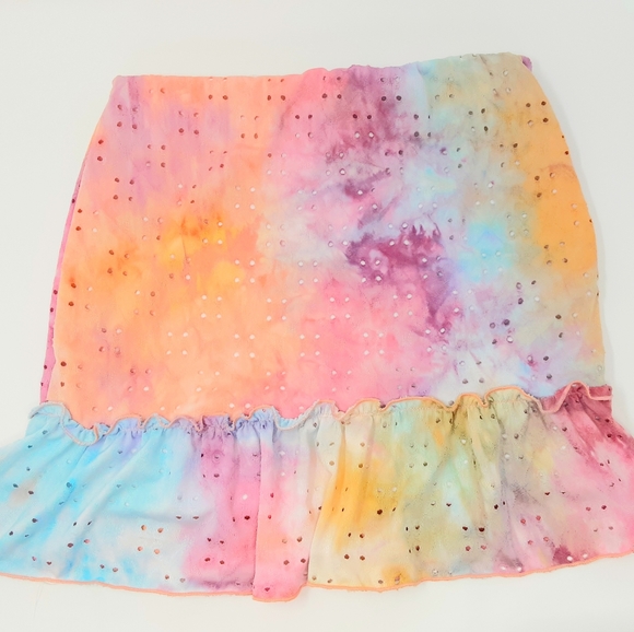 Tie Dye Sorbet Neon Color Skirt Set M - Picture 3 of 4